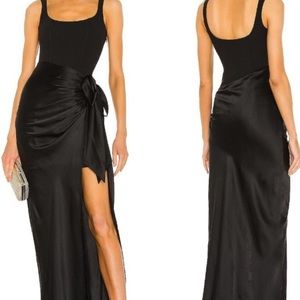 New cinq a sept Marion gown in black formal stain maxi dress size 6.